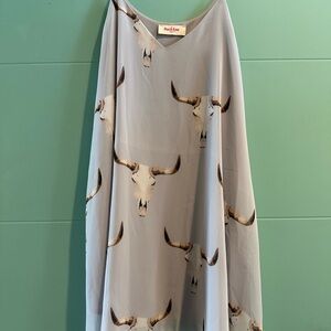 Peach Love California Gray Longhorn Print Midi Dress